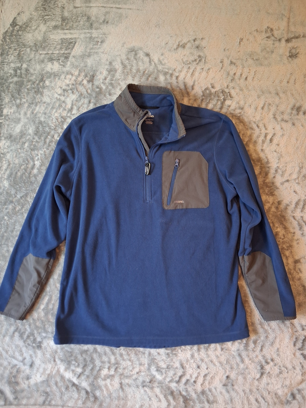 Ascend Fleece Pullover Men's Navy And Gray Blue XL Zip Pullover